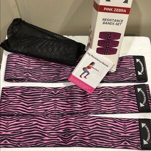 NIB Durian Barbell pink zebra print Set of 3 Resistance fitness exercise Bands
